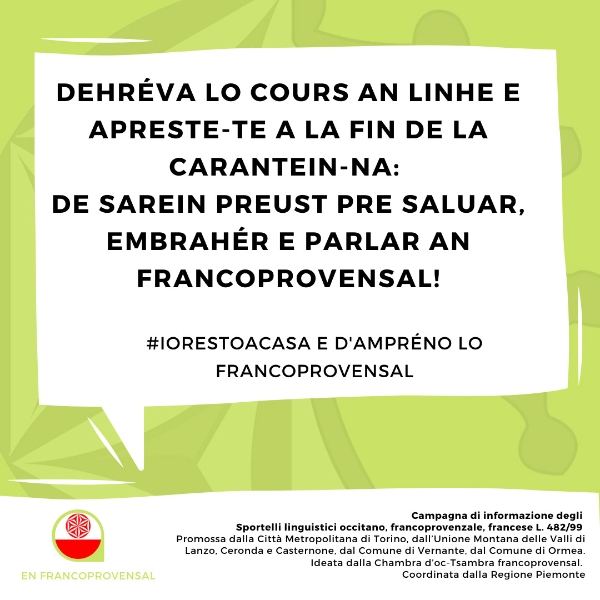 "#iorestoacasa" e parlo francoprovensal, occitan, français "#iorestoacasa" e parlo francoprovensal, occitan, français